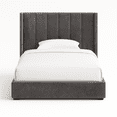 thumbnail image 1 of Cama Matrimonial Moderna Savoy Artdejol | Base y Cabecera Tapizada en Terciopelo Gris Grafito, 1 of 3