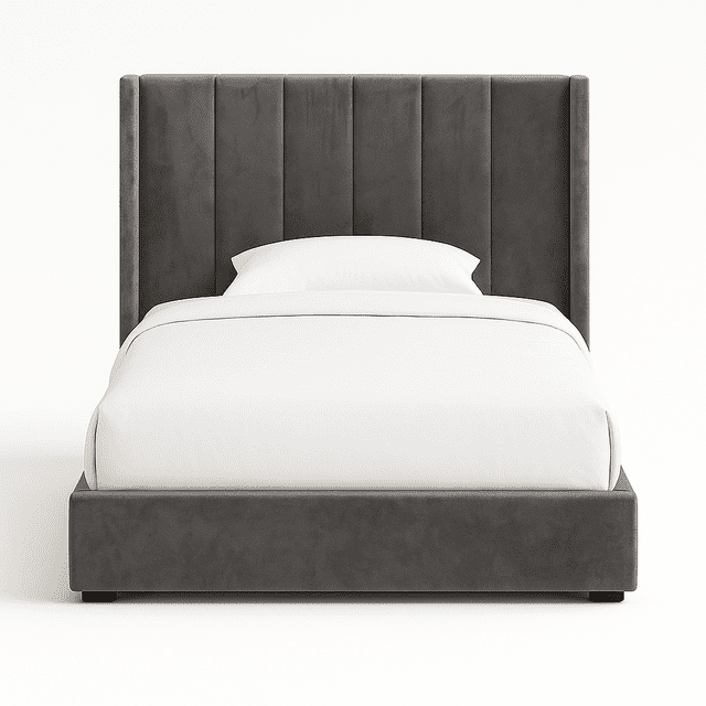 Cama Matrimonial Moderna Savoy Artdejol | Base y Cabecera Tapizada en Terciopelo Gris Grafito