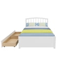 thumbnail image 6 of uhomepro Wood Twin Size Platform Bed with 2 Storage Drawers, Pine Wood Bed with Headboard, Modern Twin Size Bed Frame with Wood Slats Support, No Box Spring Needed, White, 6 of 10