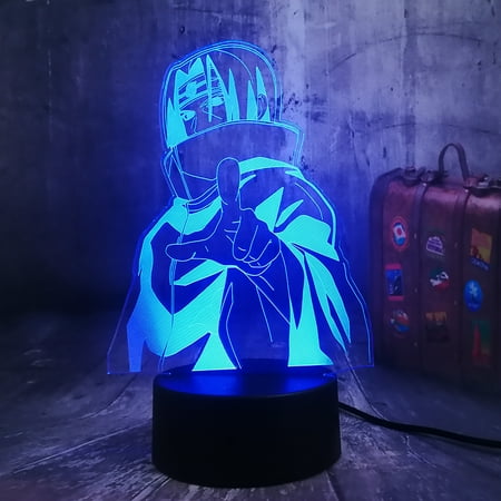 

SZRZI Cartoon Naruto 3D Night Light Creative Color-changing Desk Lamp Touch Remote Atmosphere Light Uchiha Itachi-Colorful Black Background