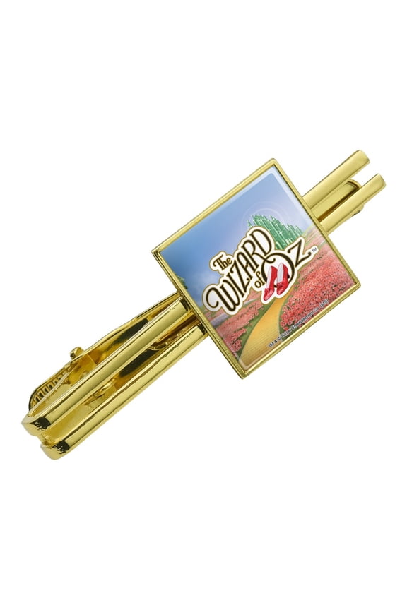 The Wizard of Oz Ruby Slippers Logo Square Tie Bar Clip Clasp Tack- Silver or Gold