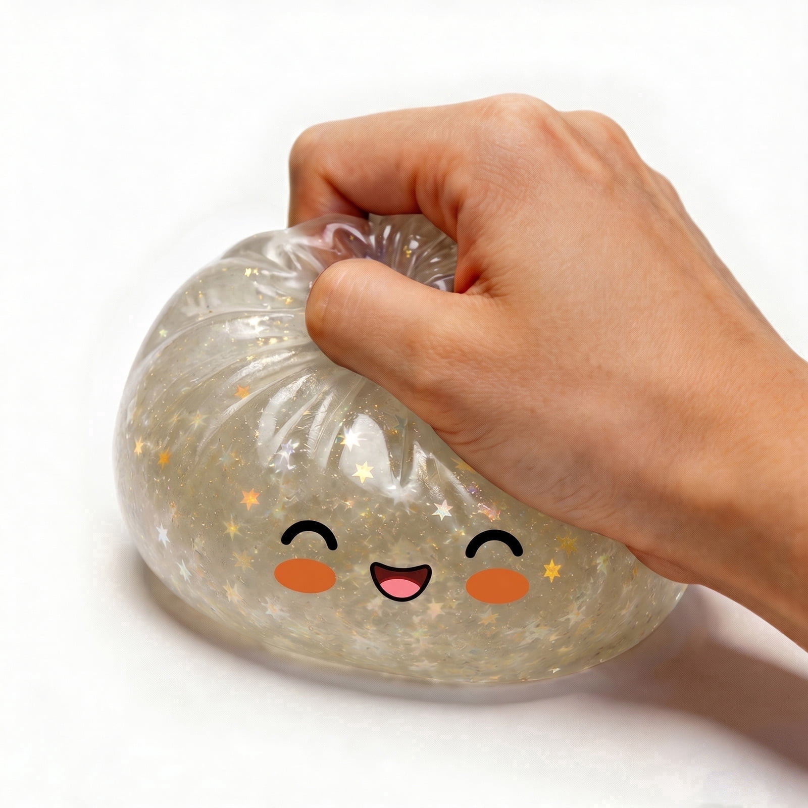 Guvpev Dumpling Squishy Stress Balls, Glitter Squishy Dumplings Squeeze Toys, Mystery Bao Bun Squishies with Steamer Box Fun Novelty & Gag Toys Gifts