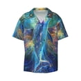 thumbnail image 3 of Balery Colorful Winged Dolphin Men's Casual Button Down Shirt Short Sleeve Textured Summer Cuban Beach Shirts-X-Large, 3 of 7