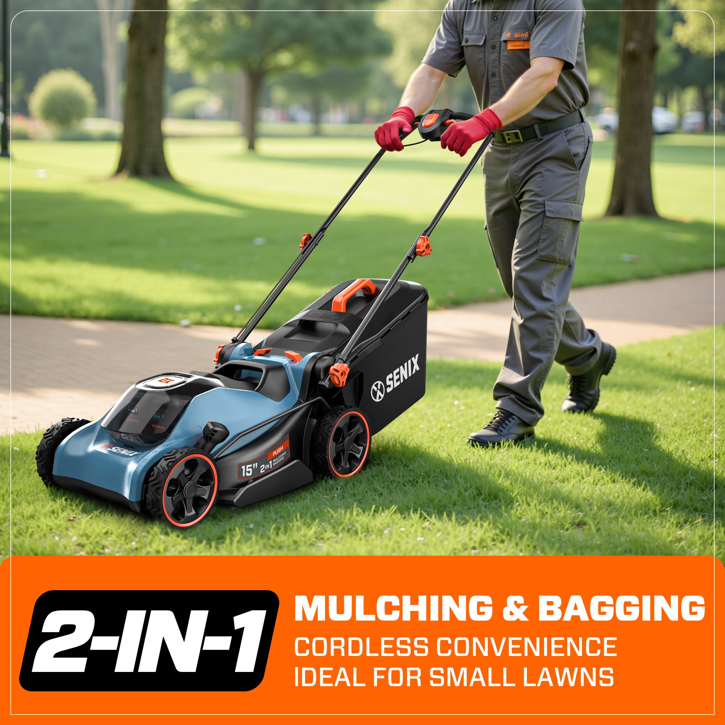 SENIX 40V Brushless 16in Deck Battery Lawn Mower, 15in Cutting