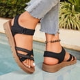 thumbnail image 3 of Flat Sandals for Women Nonslip Low Wedge Beach Shoes Fashion Strappy Adjustable Strap Dressy Summer Shoes Black Size 7.5, 3 of 6