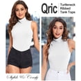 thumbnail image 4 of QRIC Women Sleeveless Mock Turtleneck Shirts Ribbed Fitted Slim Fit Tank Top, S-XL, 4 of 5