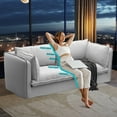 thumbnail image 4 of Mid-Century Sofa Couch, Comfy Upholstered Couch with Tufted Back, Sectional Small Couch for Living Room, Apartment, Lounge, 3 Seater Sofa, White, 4 of 6