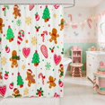 thumbnail image 2 of Erosebridal Christmas Waterproof Shower Curtain 72Wx72L Icon Bathroom Curtain, Teal White, 2 of 5