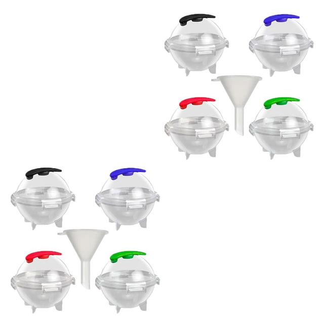 Wosthever Moldes de bolas de hielo con tapa, molde para hacer cubitos de glaseado de bebidas DIY, accesorio para hacer fiestas reutilizable a prueba de 4 piezas con embudo 2piezas Wosthever CBP307737