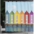 thumbnail image 3 of Ambesonne Landscape Shower Curtain, Colorful Cabins Sea, 69"Wx70"L, Multicolor, 3 of 4