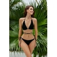 thumbnail image 2 of Women Sexy Rope Around Bikini Sets Two Piece Swimsuit Fashion Metal Ring Bathing Suit Swim Wear, 2 of 9