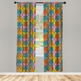 thumbnail image 5 of Ambesonne Funny Window Curtains, Colorful Grumpy Face Cats, Each 28" W x 84" L, Multicolor, 5 of 5