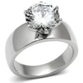 thumbnail image 1 of Women High Polished Stainless Steel Ring with AAA Grade CZ in Clear - Size 9, 1 of 1