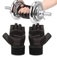 thumbnail image 4 of Guantes de medio dedo BOODUN de piel de ciervo con muñequera para entrenamiento deportivo y fitness (M), 4 of 11