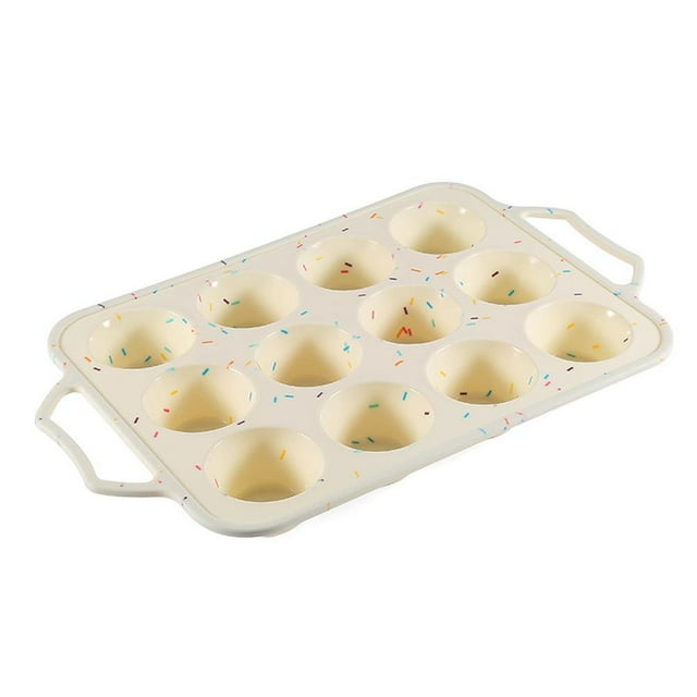 Bandeja De Silicona Para Magdalenas De 12 Tazas, Moldes Antiadherentes Para Magdalenas, Bandeja Para Magdalenas Para Hornear, Molde De Silicona Para Magdalenas Con Mango De Borde De Metal Incorporado Vogacara HA034510-00