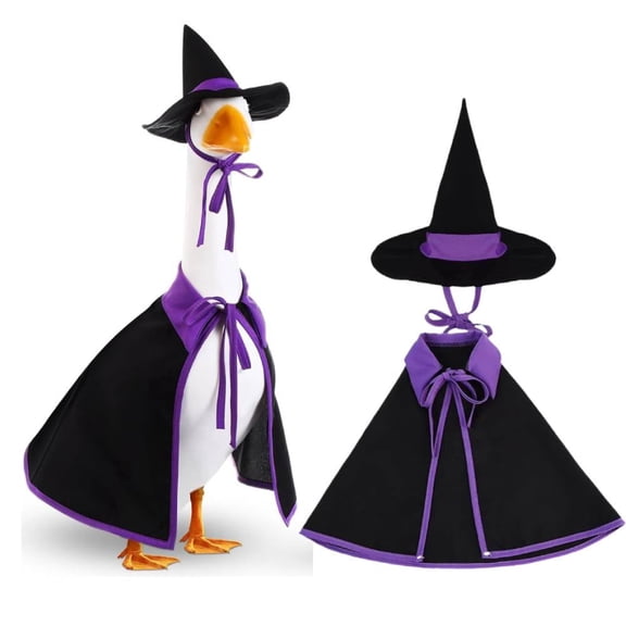 Porch Goose Halloween Outfit for 23 Inch Lawn Goose, Witch Costume Clothes for Goose Statue, Outdoor Yard Lawn Patio Garden Decoration, Purple