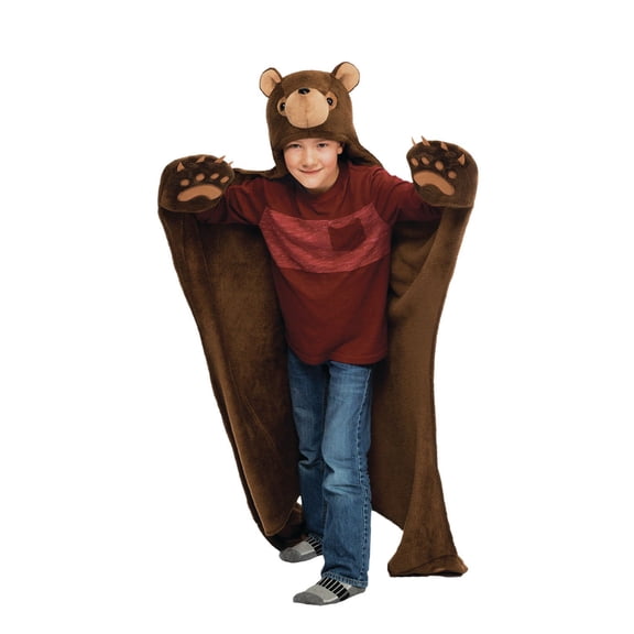 Fin Fun Wearable Hooded Blanket for Kids - Animal Hooded Blankets - Soft, Warm, Cozy, Portable, Double-Sided Fabric, Washable - Perfect Gift for Boys & Girls, Ages 4 (Timber Brown Bear)