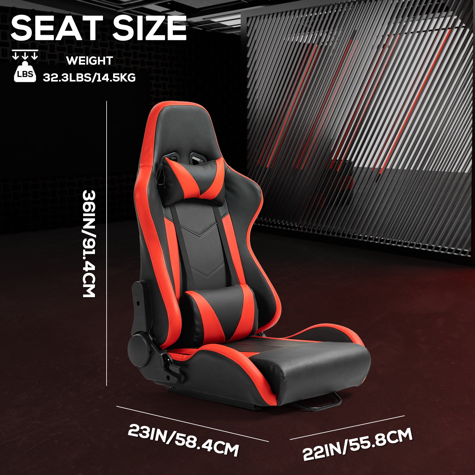 Supllueer Adjustment Gaming Red Seat Pu Leather With Headrest & Lumbar Support Cushion For Racing Simulator Cockpit Wheel Stand.Excluding electronic devices