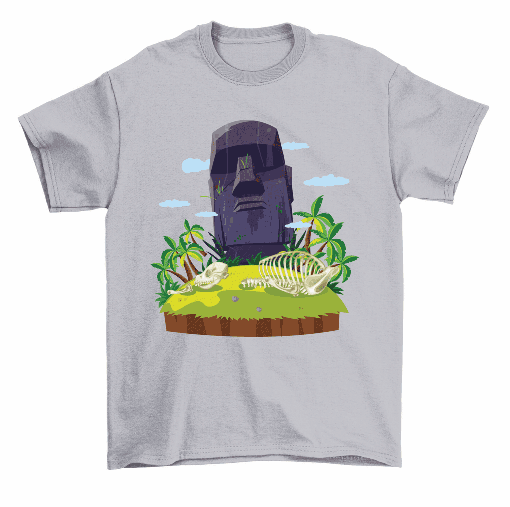 Stone Head Easter Island Stone Face Landmark Moai Statue TShirt Men
