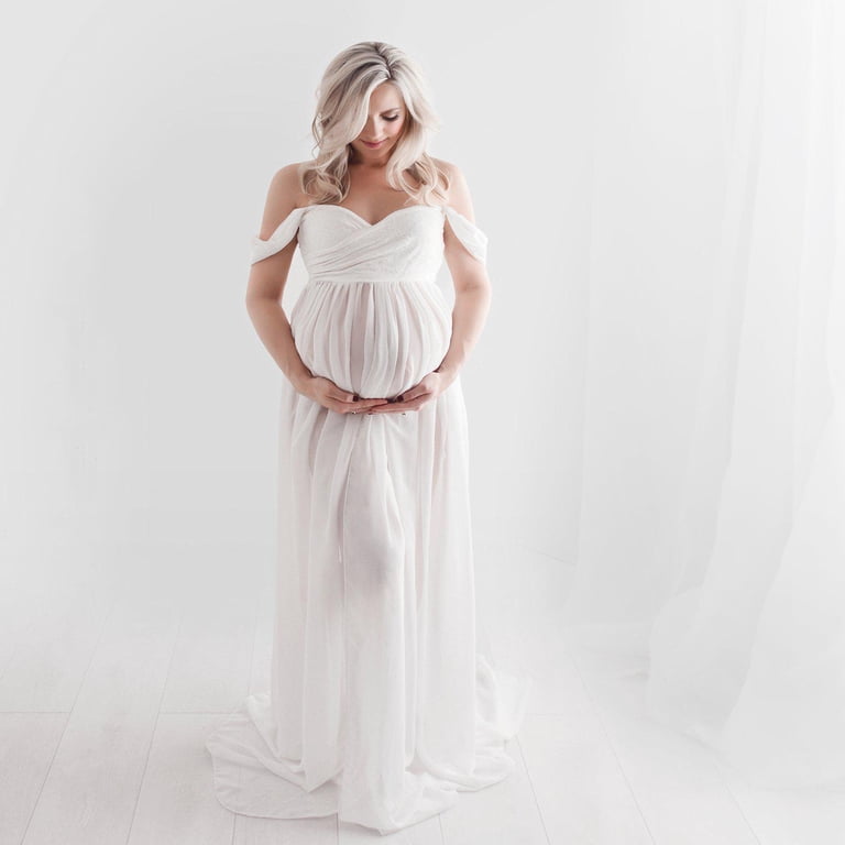 Maternity Dress for Photography Off Shoulder Dress, Summer Maternity Bodycon Dress for Baby Shower/Wedding Guest/Photoshoot