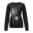 thumbnail image 1 of Camiseta Mujer Manga larga Cuello redondo Tops Poliéster Suéter deportivo Ropa con estampado informal, Azul Negro, S tholdsy AP003791-32, 1 of 6