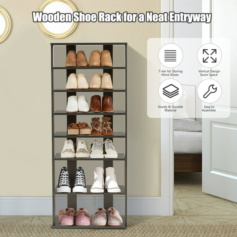 Patented 7-tier Dual Shoe Rack Practical Free Standing Shelves