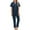 Navy, variant on SwiftWear Soft & Silky Satin Pajama Set for Women - Short Sleeve Sleepwear & Loungewear, Solid Color Shirt and Pants Comfortable Home Wear Blue