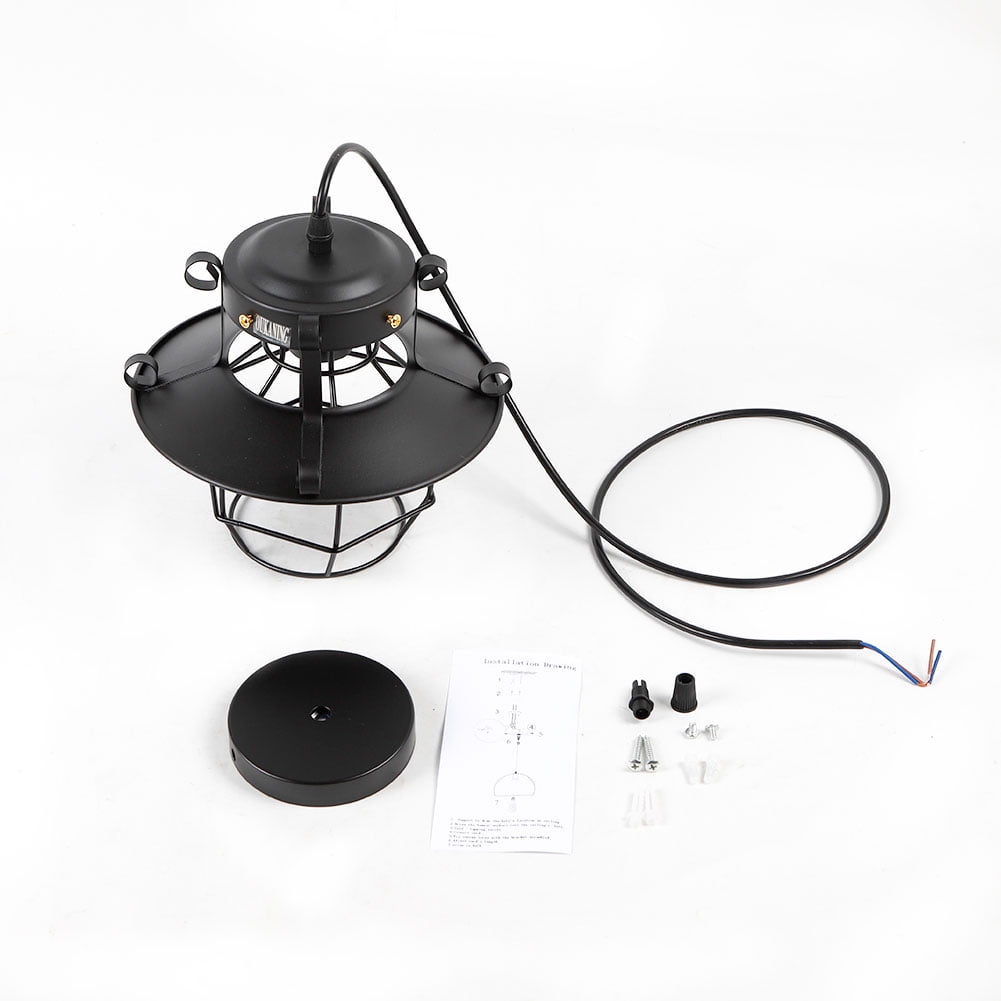 Industrial Pendant Light Matte Black Caged Light Fixture Kitchen Island Hanging Lamp Metal Chandelier
