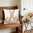 thumbnail image 3 of Easter Pillow Covers with Rabbits and Egg Patterns, Decorative Linen Throw Pillow Cases, Square Cushion Covers for Sofa Couch Home Holiday Decor, 3 of 6