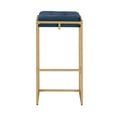 thumbnail image 3 of Weston Home Oddie Gold Finish Velvet Button Tufted Bar Stools, Blue (Set of 2), 3 of 10