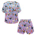 thumbnail image 4 of Yuyamidu Chicken Pajama for Women Set Flower Women's Two Piece Outfits Crew Neck T-shirt and Shorts Matching Set Lightweight Short Sleeve Sleepwear Relaxed Nightwear Plus Size XL, 4 of 7