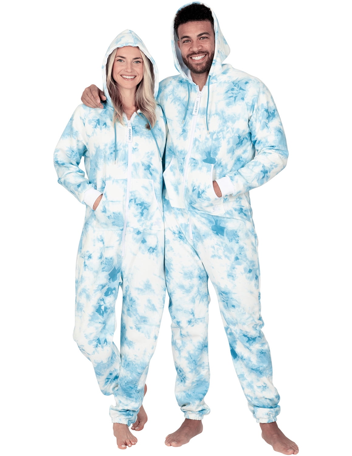 Joggies - TieDye Blue Infant Footless Hoodie One Piece - Infant - Large (Fits 6-12mos.)