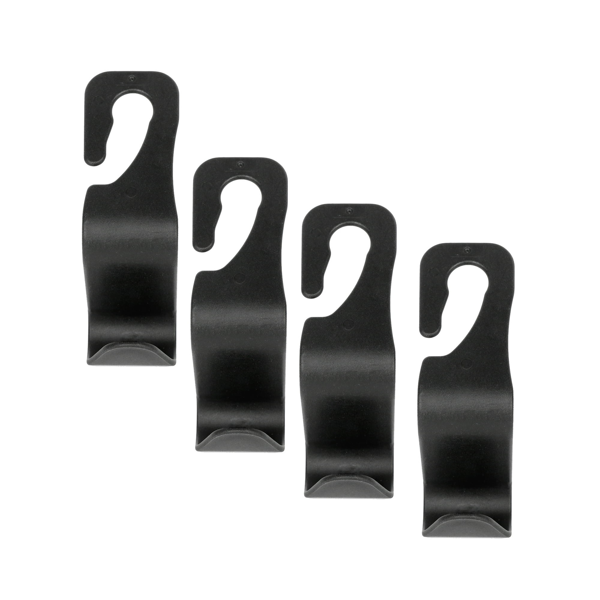Auto Drive Headrest Hooks, Black, Universal Fit, 4 Pack, for Cars, Trucks, Vans, and SUVs