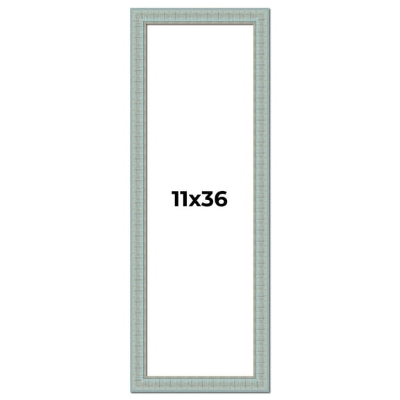 11x36 Frame Blue Teal Distressed Solid Wood Picture Frame | 1.625 Inch Moulding Width | Sonoma Blue