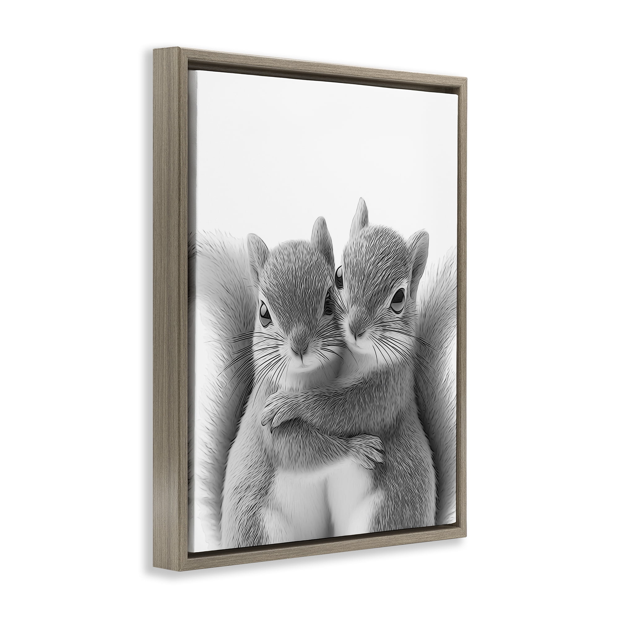 Stupell Industries Hugging Squirrel Pair Animals & Insects Painting Brown Floater Framed Art Print Wall Art, 25 x 31