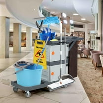 AOILE Commercial Janitorial Cart – Heavy-Duty Housekeeping Cart with Cabinet & 30-Gallon Bag, 200 lbs Load Capacity