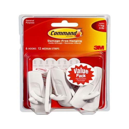 Command Hooks Value Pack White Medium