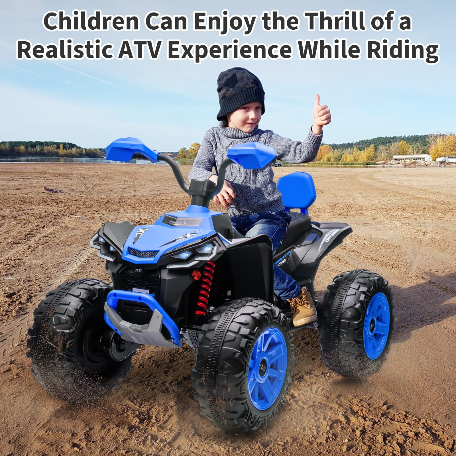 Litake 24V 2 Seater Electric ATV, Electric Car for Kids, Four-Wheeled Dirt Quad Car with Powerful Motor Off-Road Vehicle Electric Kids ATV with High Low Speed, Ride On ATV for Older Boys and Girls