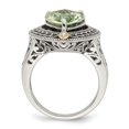 thumbnail image 2 of Shey Couture Sterling Silver with 14K Accent Antiqued Diamond and Pear Shaped Green Quartz Ring, 2 of 7