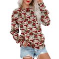 thumbnail image 5 of Women's Casual Long Sleeve Round Neck Sweatshirt Fit Pleated Top with Christmas Print for Fashionable Holiday Outfits and Comfortable Wear,Red,L, 5 of 6