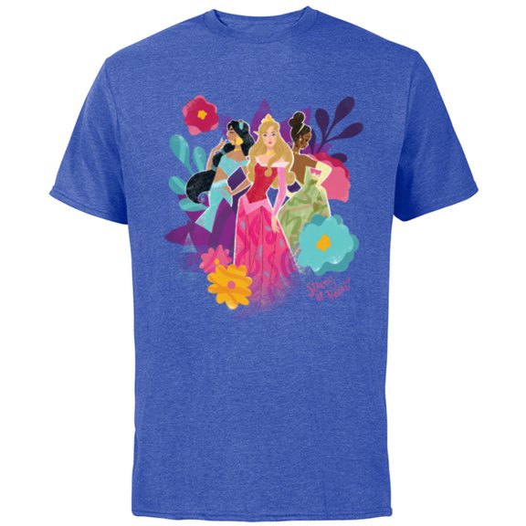 Disney Princess Jasmine Aurora and Tiana Strong at Heart - Short Sleeve Cotton T-Shirt for Adults - Customized-Royal Heather