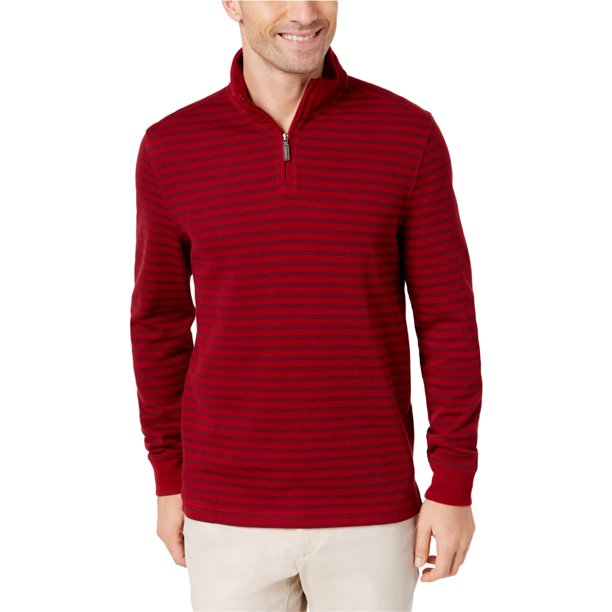 Suéter de punto a rayas para hombre de Club Room, rojo, extragrande