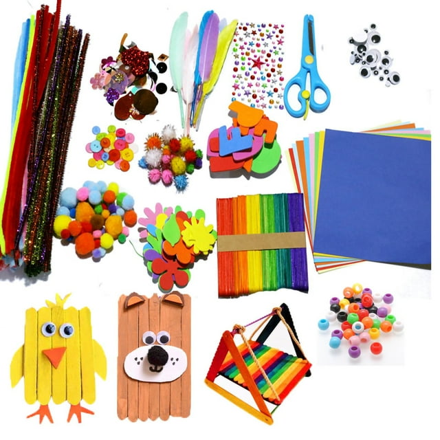 DIY Art and Crafts Supplies Kit Handmade Activity Craft Materials Gift for Kindergarten School Students Home Art Supply