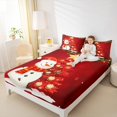thumbnail image 4 of Homewish Cute Christmas Snowman Twin Sheet Sets,Chic Xmas Tree Twin Fitted Sheet,Red White Gold Flat Sheet For Girls Teens,Ultra Soft Home Decor,3 Pieces, 4 of 7