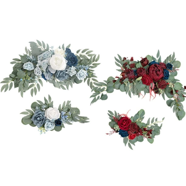 Guirnalda decorativa de rosas artificiales para arco de boda estilo granja, para mesa rojo blanco azul