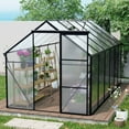 thumbnail image 3 of Aurlrtil 12'x6' Polycarbonate Greenhouse, Large Aluminum Walk-in Green House With 2 adjustable roof windows, Black, 3 of 10