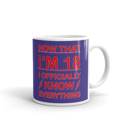 

15 oz Now I m 18 Officially I Know Everything 18th Birthday Gifts Ceramic Coffee Mug