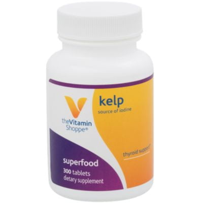 The Vitamin Shoppe Kelp (From Atlantic Kelp  Potassium Iodine), Source of Iodine, Thyroid Support, Supports Energy  Stamina (300 (Best Source Of Dietary Iodine)