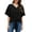 7-Black, variant on Womens Tie Front Blouses V Neck Short Sleeve Chiffon Tops Dressy Casual Summer Shirts,Black,US Size S