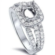Pompeii 3/4ct Cushion Halo Diamond Engagement Setting 14K White Gold (G/H,SI1-SI2)